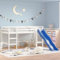 Festnight Hochbett Kinder mit Rutsche Leiter Spielbett 90x190 cm Jugendbett Kinderhochbett Kinderbett Etagenbett Einzelbetten Bettgestell Kinderzimmer Rutschbett Halbhochbett