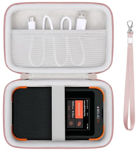 Supmay Hard Carrying Case for Solis 5G WiFi Mobile Hotspot for Travel, Local and International Coverage Router, Protective Cases Bag with Mesh Bag for USB Cable and Accessories, Rose Gold+Grey