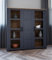 Forte Bohol Vitrine 150 155, Vitrine mit 3 Türen im modernen Landhausstil, Vitrinenschrank, Wohnzimmer, Holzwerkstoff, Riviera Eiche/Navy Eiche Holzdekor, 151,1 cm breit x 160,6 cm hoch x 42 cm tief