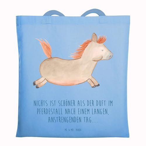 Mr. & Mrs. Panda Umhängetasche Pferd Springen - Geschenk, dokumententasche, Stoffbeutel, Stall, Pferdestall, Tote Bag, Tasche, Bauernhof, Schultasche, Pony, Pferde, Reiten