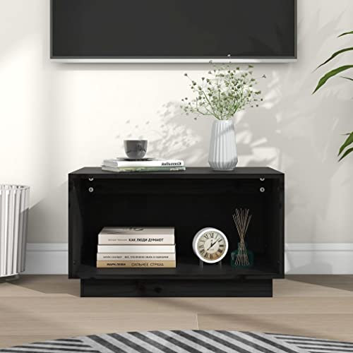 HETFTJN Mobile Porta TV, Mobile Basso Mobile Tv Soggiorno Mobile Tv Moderno Mobiletto Basso Adatto per Cucina Soggiorno Salotto Ingresso Nero 60x35x35 cm in Legno Massello di Pino