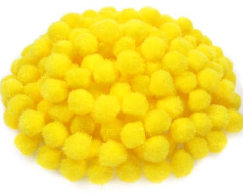 TOAOB 300 pezzi Pom Poms 2.5cm Giallo Canarino Mini Popom Piccoli Pon Pon per Lavoretti Creativi Fai da Te Crafts Decorazioni Bigiotteria Cucito