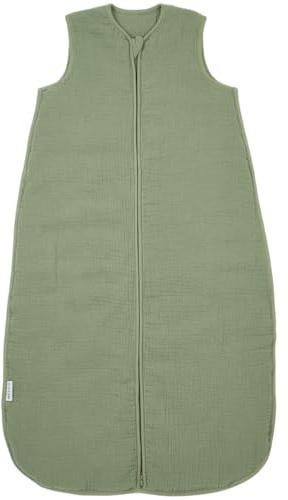 MEYCO Ganzjahrschlafsack gefüttert 70cm 2.0 TOG Musselin Sand | Aussenseite 100% Musselin Baumwolle - Oeko Tex - Schlummersack - langer Reißverschluss - hautfreundlich, atmungsaktiv