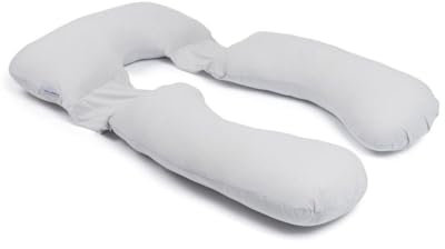 Doomoo Maxxy Schwangerschaftskissen und Stillkissen -Seitenschläferkissen - XXL-Format - Bio-Baumwolle & Öko-Tex & GOTS Zertifiziert - Mitwachsend mit kleinem, abnehmbarem Kissen, Little Dots Grey