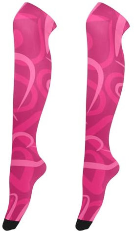 Yuiboo Calze sopra il ginocchio per le donne romantiche San Valentino pesca cuori comode extra lunghe sopra il ginocchio stivali alti, Romantici cuori di pesca per San Valentino, 4 x 23 inches