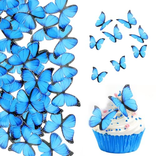 BOHUIZ 60 Stück Schmetterlinge Tortendeko Essbar, Essbare Tortendeko | Schmetterlinge Tortenaufleger Cupcake Topper Geburtstagsdeko Schmetterling für Hochzeit Jubiläum