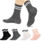 4 Paar pilates socken, antirutschsocken stoppersocken damen, Ballett Barre Tanz Yoga Socken damen 35-42, Schwarz/Weiß/Dunkelgrau/Rosa
