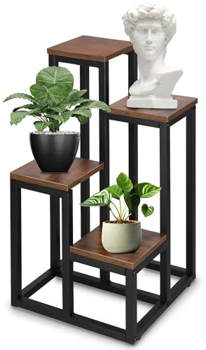 SPRINGOS Blumenständer Blumentreppe mit 4 Ebenen Metallsäule Geometrische Form Stabil Elegant Max. 30 kg Blumensäule Hochbeet Platz für 4 Blumentöpfe