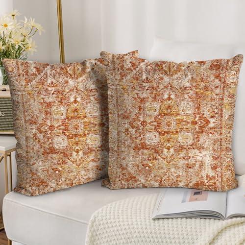 HZYKDWD Set mit 2 dekorativen Kissenbezügen, 45 x 45 cm, Boho, Ethno-Stil, Vintage, dekorative Kissenbezüge, 45 x 45 cm, doppelseitig, bedruckt, für Haus, Sofa, Wohnzimmer, Schlafzimmer