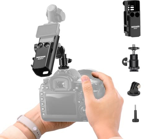 NEEWER BASICS Pocket 3 Extension Adapter Mount Kit Compatible with DJI Osmo Pocket 3, Expansion Cage Frame, Dual Cam Setup with Cold Shoe for DSRL Digital Camera Vlogging, GP-68