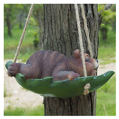 HXFFXHF Gartenstatues Outdoor Dekor Balkon Figur Gartenbaum Hängende Skulpturen Harz süßes Bären Cub Tiermodell Pastoral Skulptur Balkon Ornament Garten Dekoration Handwerk