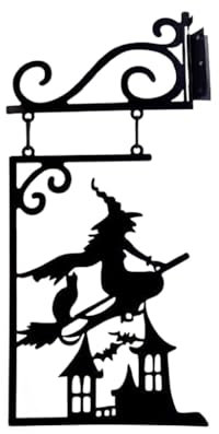 Chevnzev Statue de sorcière en métal pour décoration de porte ou fenêtre d'Halloween
