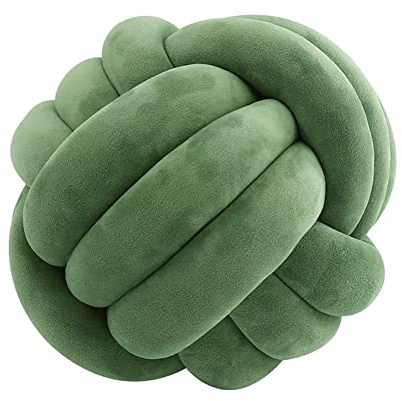 QVQV Knotenkissen, Couchkissen, Sofa Kissen, Knoten-Ball-Kissen, Deko Zierkissen, Geknotetes Kissen für Sofa, Rund Knoten Knoten, Knot Pillow Ball, Grün, 20cm