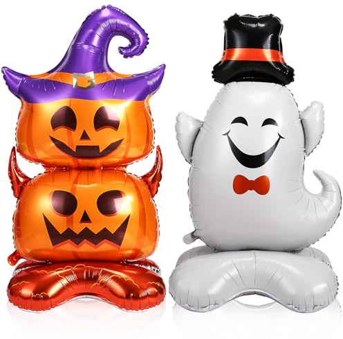 Kesote Halloween Luftballons Deko 2 PCS Groß Ballon Kürbis Geist | XXL Helium Ballons Party Folienballon Set