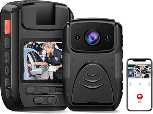 CAMWORLD Body Cam 4K 40MP Körperkamera mit Audio- und Videoaufzeichnung, WLAN GPS Police Body Cam für Strafverfolgungsbehörden, IP65 wasserdicht Nachtsicht-Polizeikörperkamera mit 4000 mAh Akku