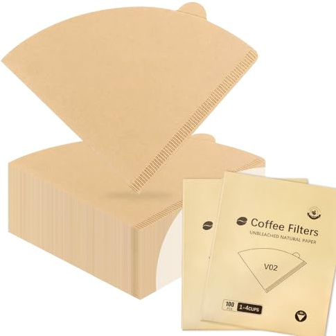 200pcs Coffee Filters, Disposable Unbleached Compatible Coffee Filter Papers, Coffee Filter Papers Size 02 for Coffee Dripper, V-Shaped Drip Tip, Coffee Machines(1-4 Cups)