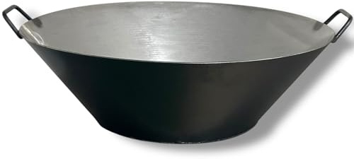 Genérico Sarten Wok Perol 65cm (26 Pulgadas) Acero al carbono 2 Asas Base 3mm de espesor