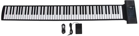 Vvikizy 88 Tasten, Faltbare Klaviertastatur, Wiederaufladbares LED-Display, 128 Töne, 128 Rhythmen, 14 Demo-Songs, MIDI-Ausgang, mit BT-Funktion, für Anfänger und Profis