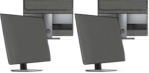 kwmobile Cover Compatible with 27-28 monitor - 3-IN-1 Case with Storage for Mouse, Keyboard - Dark Grey (Pack of 2)
