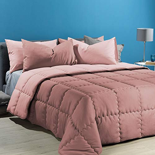 Caleffi 69302 Microfibra Modern Trapunta per Piazza e Mezza Letto, Rosa (9191)