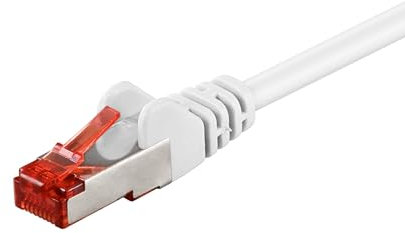 Cable CAT 6 Cable de red LAN para Gigabit Ethernet Cable de conexión blindado S-FTP con conector RJ45, 0,25 metro, blanco