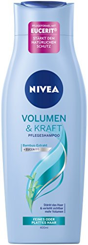 NIVEA Haar-Pflegeshampoo für feines oder plattes Haar, 400 ml Flasche, Volumen & Kraft, 3er Pack (3 x 400 ml)