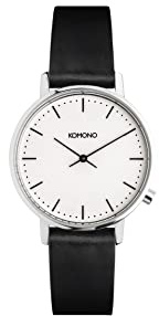 KOMONO Harlow Black White Japanische Analoge Quarzuhr für Herren mit Lederarmband