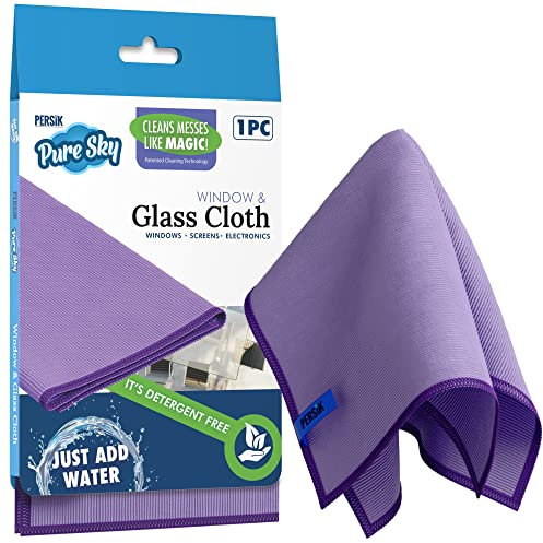 Pure Sky Fenstertuch Mikrofasertuch - Einfach Wasser Hinzufügen Ohne Reinigungsmittel - Streifenfreies, Magisches Ultra Mikrofaser Reinigungstuch - für Fenster, Glas, Spiegel und Bildschirm
