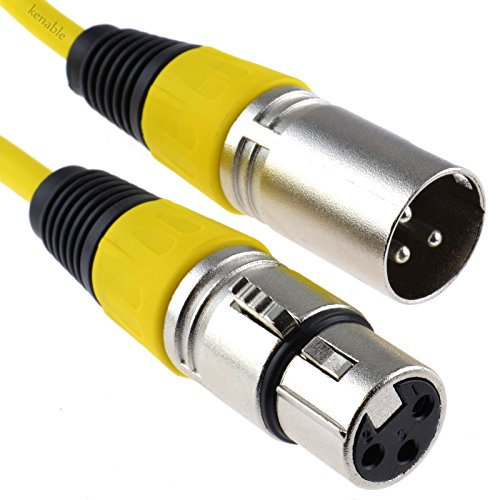 kenable XLR 3 Pin Microphone Lead Male to Female Audio Cable YELLOW 0.3m [0.3 metres]