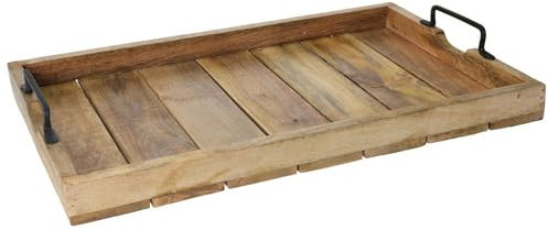 Tablett Dekotablett Holz Mango braun Holztablett Deko Kerzentablett Dekoration (57 x 39 cm)