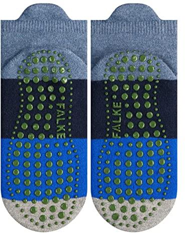 FALKE Unisex Kinder Stoppersocken Colour Block K Hp Baumwolle rutschhemmende Noppen 1 Paar, Blau Denim 6666, 35/38 EU