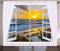 ABAKUHAUS Küsten Rustikaler Gardine, Open Window Sonnenaufgang Meer, Schlafzimmer Kräuselband Vorhang mit Schlaufen und Haken, 280 x 245 cm, Gelb Blau