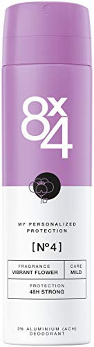 8X4 Deo Spray N°4 Vibrant Flower (150 ml), Damen Deodorant mit exotischem Duft, Deo ohne Aluminium für jeden Hauttyp