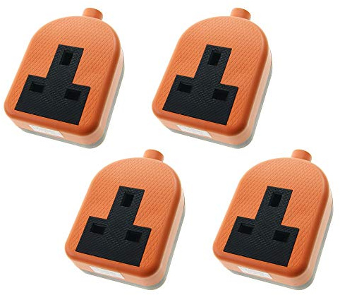 Ex-Pro 1 Gang High Impact Trailing Extension Socket, without Plug and Cable, 13A, Orange - 4 Pack