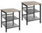 VASAGLE Nachttische, Beistelltisch-Set, 2er-Set Sofatische, kleine Couchtische mit verstellbaren Gitterablagen, Wohnzimmer, Schlafzimmer, Flur, stabil, Industrie-Design, Greige-schwarz LET024B02
