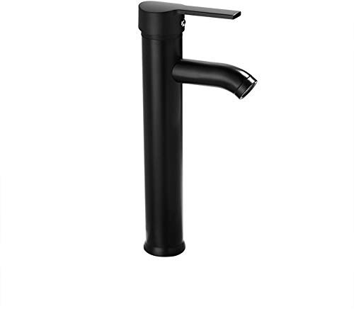 Wasserhahn Bad-Waschtischarmaturen-Badarmatur Einhebel-Gegenbecken Kaltes Und Heißes Wasserhahn, Schwarzer Einloch-Waschbeckenhahn, Moderner Stil (Einschließlich Einlassrohr, Zubehör)