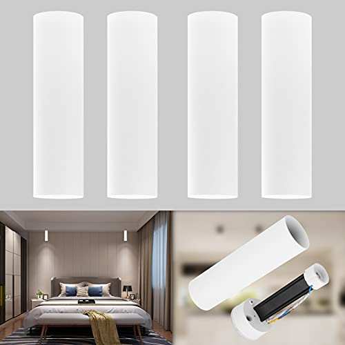 Klighten 4 Pcs Faretto a Soffitto Cilindro Bianco in Alluminio, Attacco GU10, Lampada da Soffitto Montaggio Superficiale per Cucina, Soggiorno, Corridoio, 56 x 200mm, Lampadina non Inclusa
