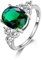 QWKLNRA Damenring Frauenringe Mit Ovalem Grünem Strass Edelstein Topas Steine ​​925 Sterling Silber Schmuckring Hochzeitsfeier Weihnachtsjubiläum Geburtstagsgeschenk, 9