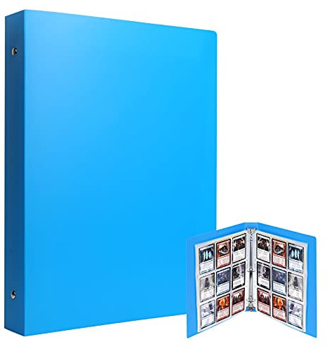 Lictin Trading Cards Album - 540 Side Loading Pocket Waterproof, Card Binder Album Folder Card Collection Binder 30 Pages,18 Pockets Each Page(Blue)