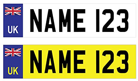 Pack of 2 United Kingdom Little Tikes Number Plate for Car (140 x 35 mm) Self Adhesive Waterproof Personalised Number Plates Stickers Packwith®