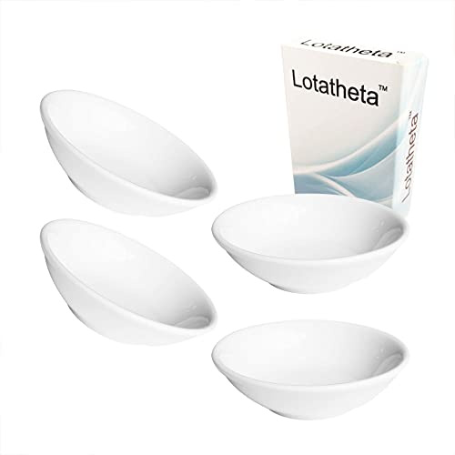 Lotatheta Sojasaucenschüsseln aus Porzellan, rund, 7 mm, Weiß, 4 Stück