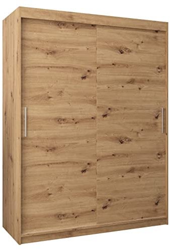 MEBLE KRYSPOL Tokyo 150 Kleiderschrank mit Zwei Schiebetüren für Schlafzimmer – moderner Aufbewahrungsschrank mit Kleiderstange und Regalen – 150x200x62cm - Artisan