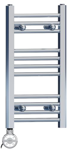 350mm Wide Chrome Electric Bathroom Heated Towel Rail Thermostatic Warmer Radiator Precise Control (350 x 600 mm (BTU: 554))