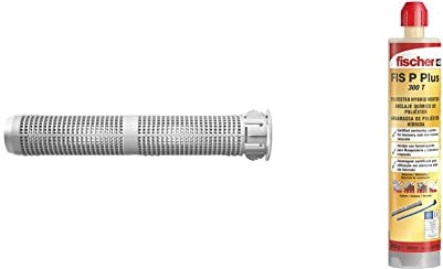 fischer - Tamiz taco químico 16 x 85 FIS H K, bolsa 50 unidades + T taco quimico,resina poliester para fijar toldos, antena tv, escalera en hormigon, ladrillo hueco (300ml)