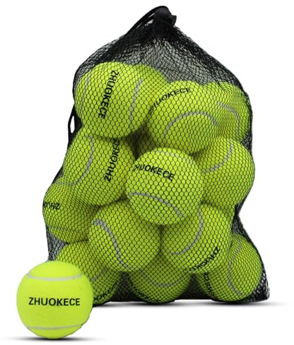 ZHUOKECE Tennisbälle, 18 Stück, Trainingsbälle mit Netztasche für einfachen Transport, Haustier-Hunde-Spielbälle, passend für Anfänger-Trainingsball (Grün)