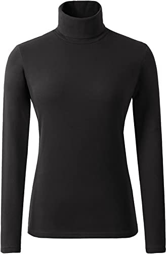 Ladies Polo Roll Neck Tops Long Sleeve Turtle Neck Plain Jumpers for Women Top T Shirts UK Plus Size 8 to 26. Black