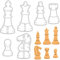 Satz von 6 Schachfiguren Ausstechformen (König, Dame, Türme, Springer, Läufer, und Bauern)