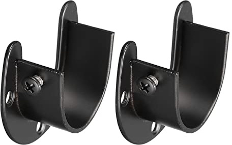 sourcing map 1.45'' Dia Stainless Steel Rod Socket Flange Rod Holder Bracket End Supports for Bathroom Closet Curtain, Set of 2, Black
