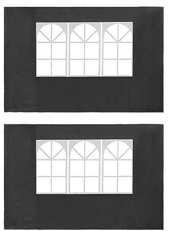 ZEYUAN Parete per Tendostruttura in PE 2pz con Finestra Antracite,Parete Laterale Finestra per Gazebo,Parete per Tendostruttura(SPU:45117)