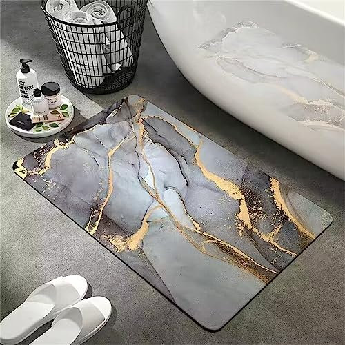 Badezimmerteppich, Badematte Rutschfest, Duschmatte Rutschfest, Duschvorleger, Badvorleger Badteppich Rutschfest Waschbar Teppich Badezimmer, Bathroom Mat, Bath Mat Mats, Bad Teppich, Marmor-120x160cm